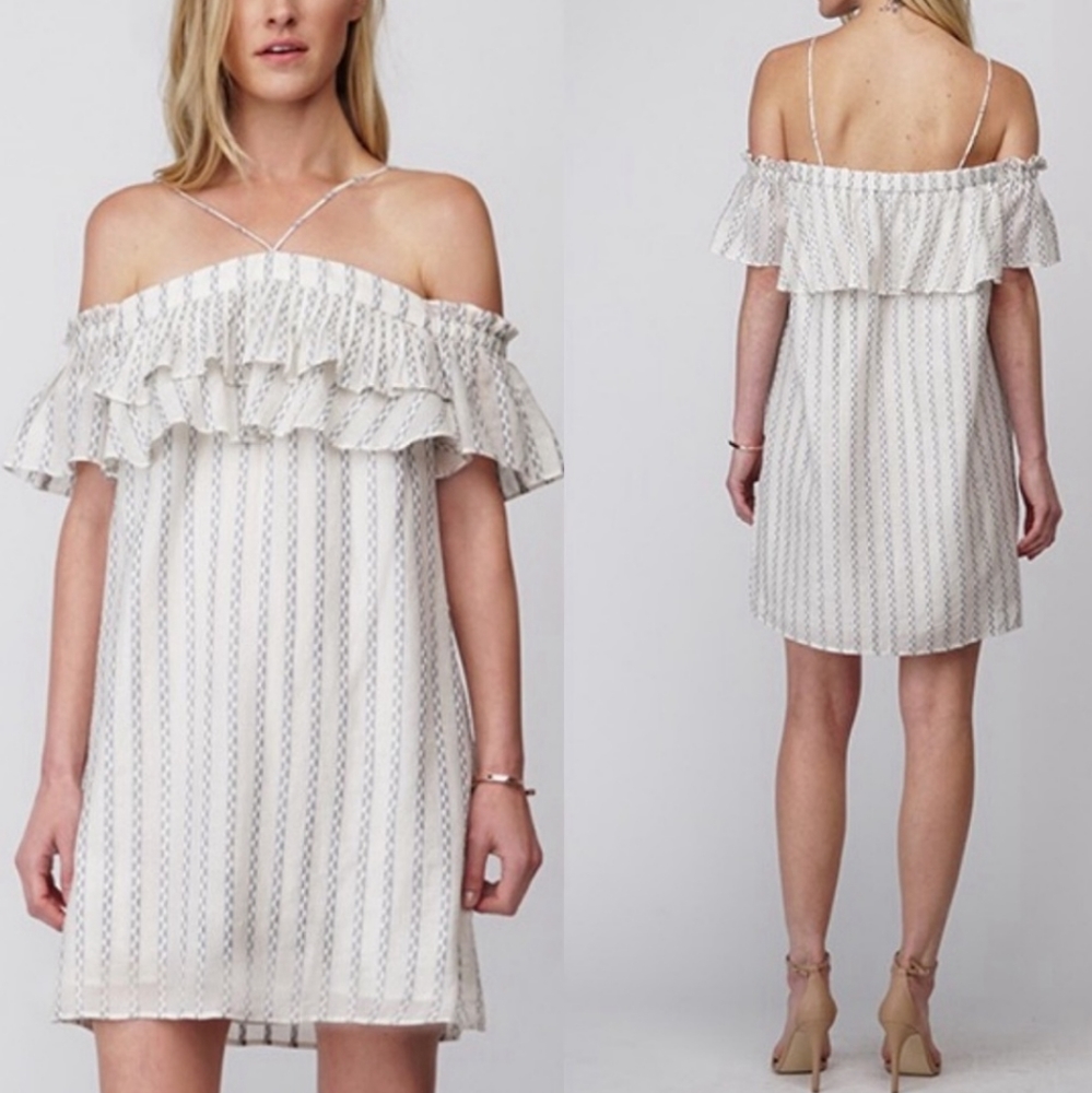 NWT Greylin Avery Embroidered Ruffle Mini Dress L